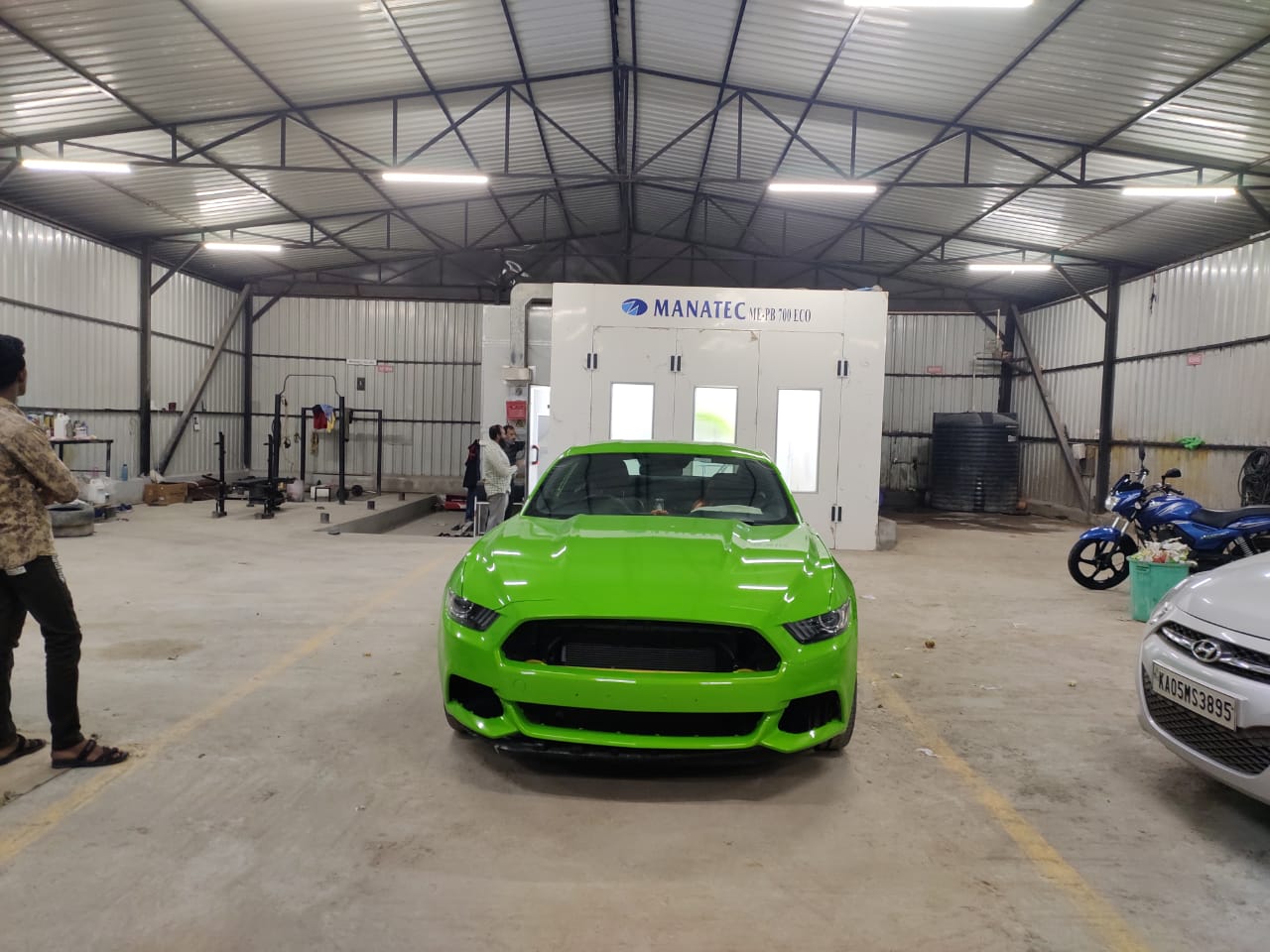 Car Painting Work in Paint Booth