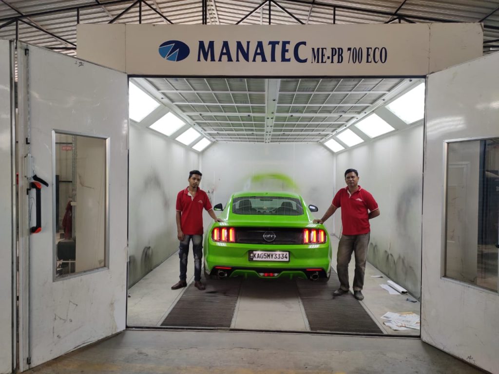 Car Painting Work in Paint Booth