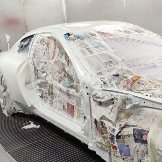 Car Painting Work in Paint Booth